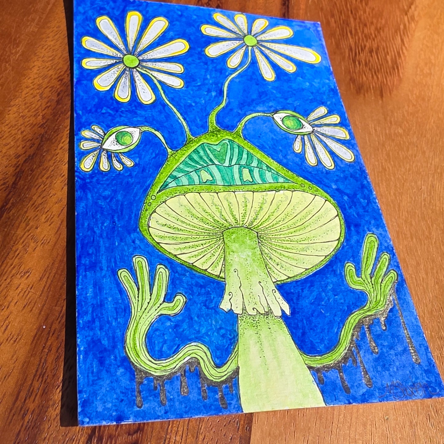 🍄 “Sporecaster” – 5x7" Original Watercolor Painting 🌼
