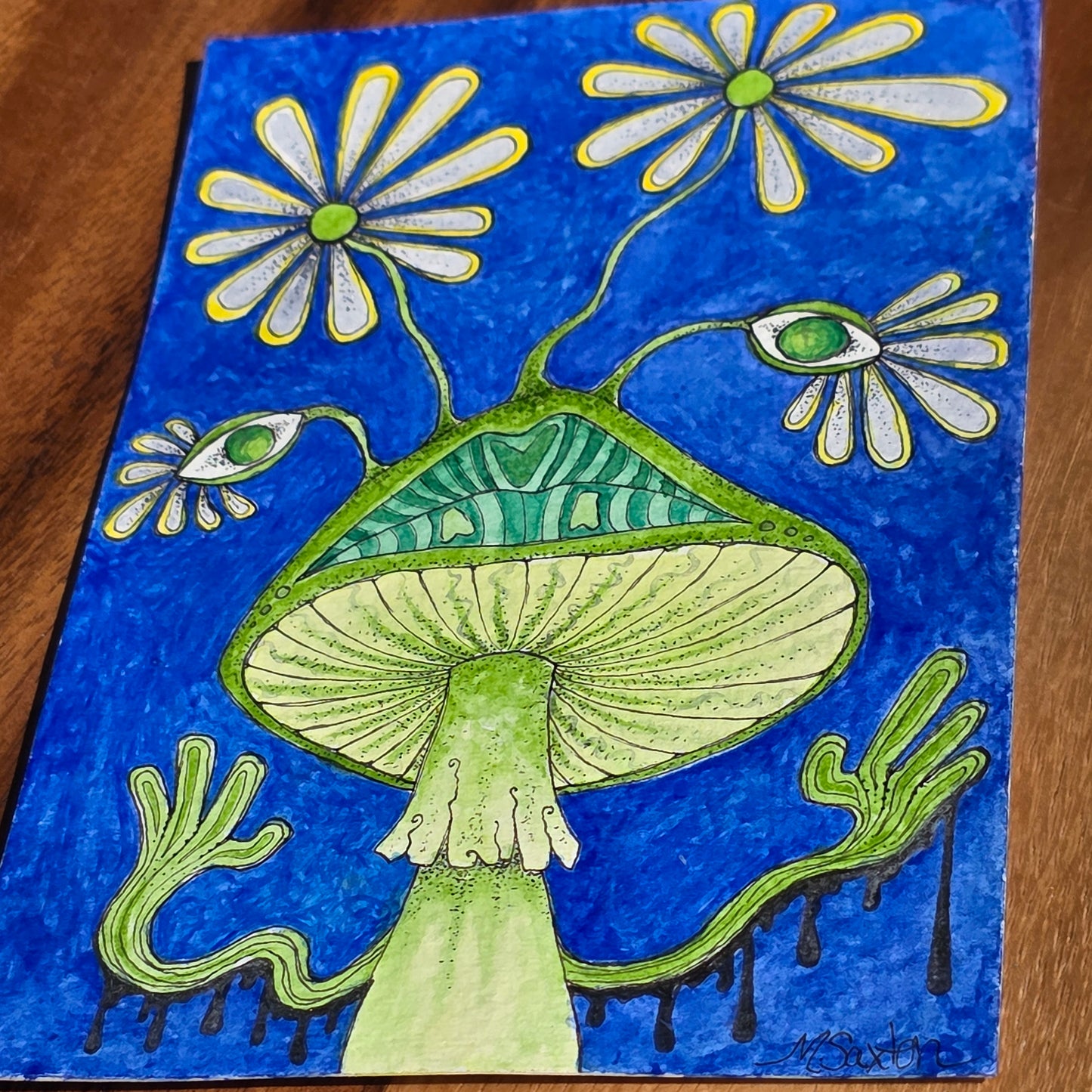 🍄 “Sporecaster” – 5x7" Original Watercolor Painting 🌼