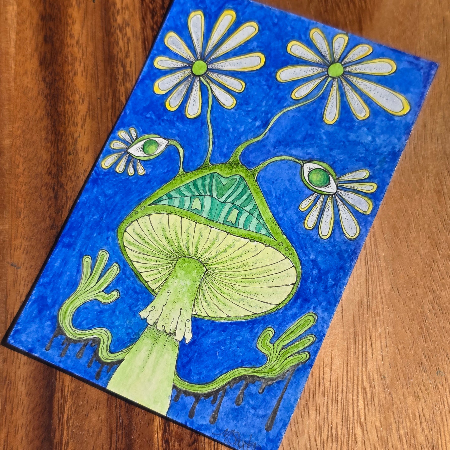 🍄 “Sporecaster” – 5x7" Original Watercolor Painting 🌼