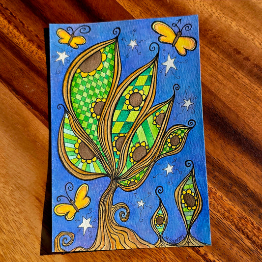 🌿 “The Listening Tree” – 5x7" Original Watercolor Painting 🌙