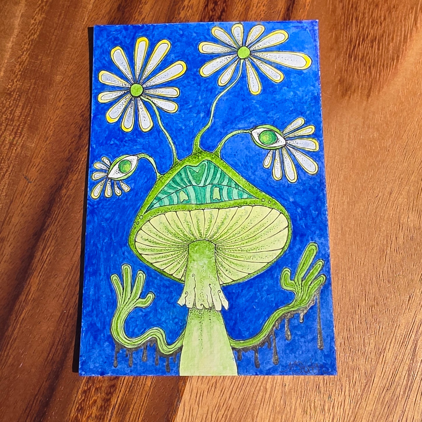 🍄 “Sporecaster” – 5x7" Original Watercolor Painting 🌼