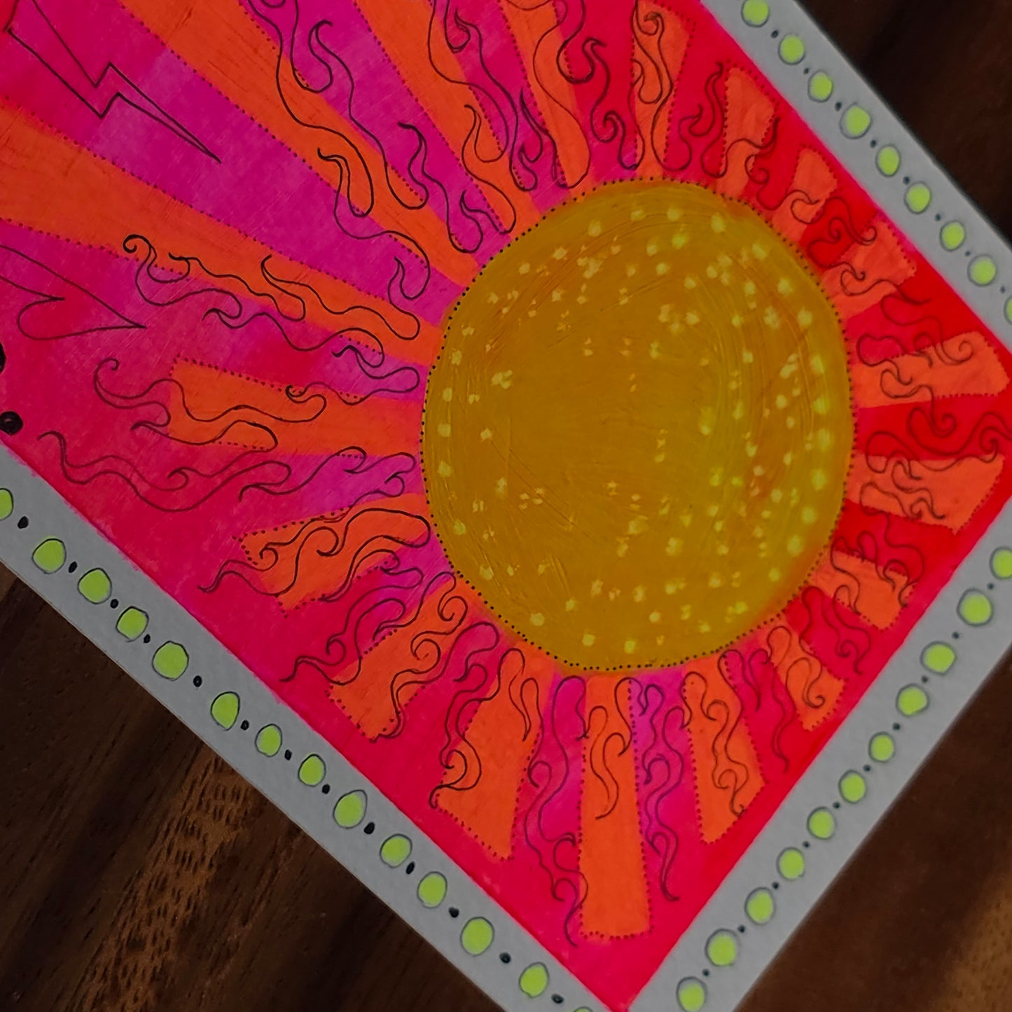 "Psychedelic Sun" 5x7 Mixed Media Painting