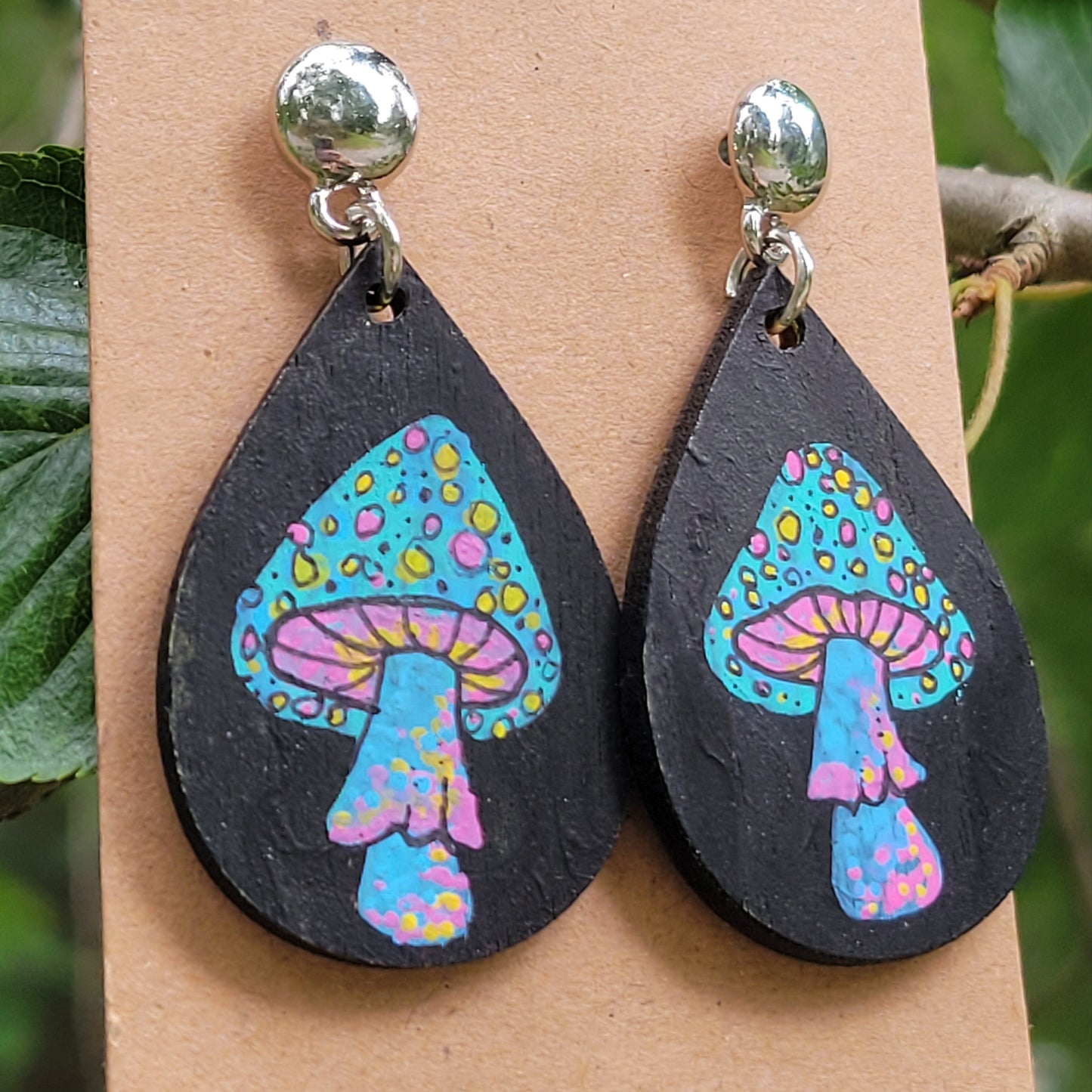 artistic mushroom earrings
